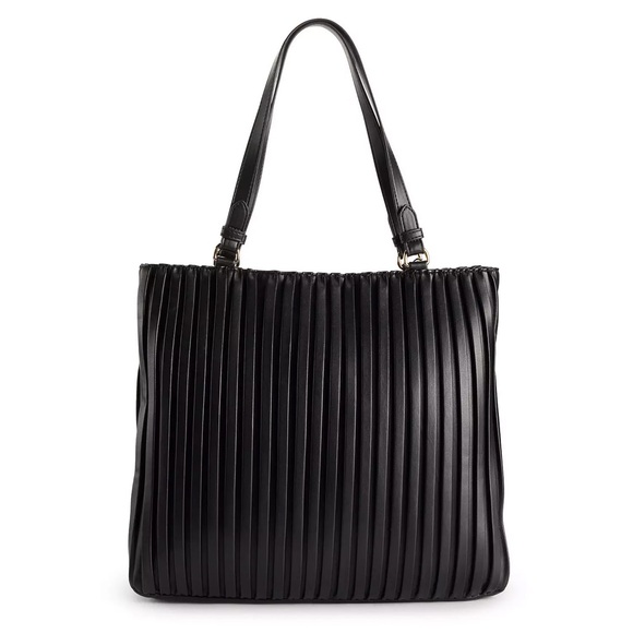 Nicole Miller Black Pleated Elegant Tote - Picture 3 of 10